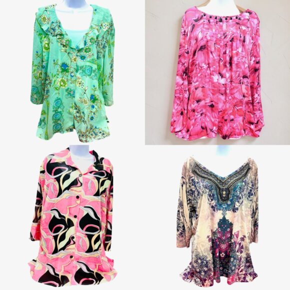 Lane Bryant Tops - 4 Blouses Size  22/24:  Lane Bryant-Avenue-Alyn Paige  Flora Long Sleeve(#55